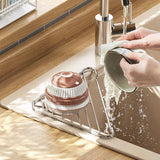 Maxbell Corner Dish Drainer Mat Stainless Steel Dish Rack for Tableware