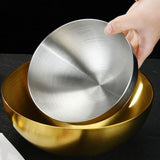 Maxbell Metal Bowls Soup Bowls Multifunction Stackable for Refrigerator Aureate 20cm
