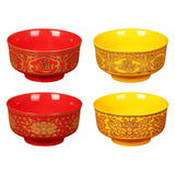 Maxbell Porcelain Tribute Bowl Buddha Supplies Family Temple Tabletop Handmade Red with Word