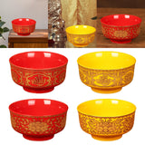 Maxbell Porcelain Tribute Bowl Buddha Supplies Family Temple Tabletop Handmade Red with Word