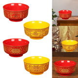 Maxbell Porcelain Tribute Bowl Buddha Supplies Family Temple Tabletop Handmade Red with Word