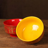 Maxbell Porcelain Tribute Bowl Buddha Supplies Family Temple Tabletop Handmade Red with Word