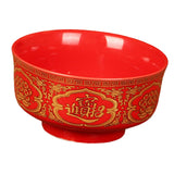 Maxbell Porcelain Tribute Bowl Buddha Supplies Family Temple Tabletop Handmade Red with Word