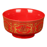Maxbell Porcelain Tribute Bowl Buddha Supplies Family Temple Tabletop Handmade Red with Word