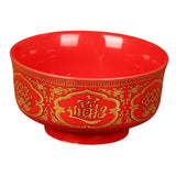 Maxbell Porcelain Tribute Bowl Buddha Supplies Family Temple Tabletop Handmade Red with Word