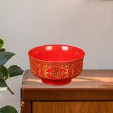 Maxbell Porcelain Tribute Bowl Buddha Supplies Family Temple Tabletop Handmade Red with Word