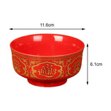 Maxbell Porcelain Tribute Bowl Buddha Supplies Family Temple Tabletop Handmade Red with Word