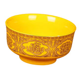 Maxbell Porcelain Tribute Bowl Buddha Supplies Family Temple Tabletop Handmade Yellow with Word
