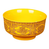 Maxbell Porcelain Tribute Bowl Buddha Supplies Family Temple Tabletop Handmade Yellow with Word