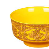 Maxbell Porcelain Tribute Bowl Buddha Supplies Family Temple Tabletop Handmade Yellow with Word