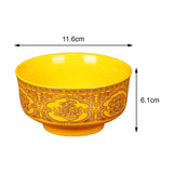 Maxbell Porcelain Tribute Bowl Buddha Supplies Family Temple Tabletop Handmade Yellow with Word