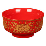 Maxbell Porcelain Tribute Bowl Buddha Supplies Family Temple Tabletop Handmade Red with Lotus