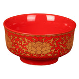 Maxbell Porcelain Tribute Bowl Buddha Supplies Family Temple Tabletop Handmade Red with Lotus
