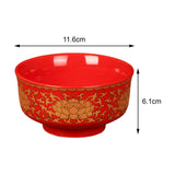 Maxbell Porcelain Tribute Bowl Buddha Supplies Family Temple Tabletop Handmade Red with Lotus