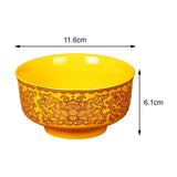 Maxbell Porcelain Tribute Bowl Buddha Supplies Family Temple Tabletop Handmade Yellow with Lotus