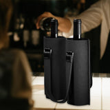Maxbell Portable Bottle Insulated Bag 2 Holes Divider for Housewarming Picnic Party black