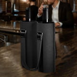 Maxbell Portable Bottle Insulated Bag 2 Holes Divider for Housewarming Picnic Party black