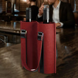 Maxbell Portable Bottle Insulated Bag 2 Holes Divider for Housewarming Picnic Party red
