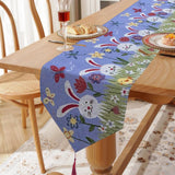 Maxbell Cute Easter Table Runner Easter Eggs for Indoor Outdoor Holiday Dining Style D