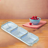 Maxbell Snack Serving Tray Multifunctional Condiment Container for Cakes Table Purple 3 Grids