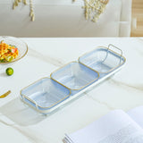 Maxbell Snack Serving Tray Multifunctional Condiment Container for Cakes Table Purple 3 Grids