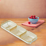 Maxbell Snack Serving Tray Multifunctional Condiment Container for Cakes Table Yellow 3 Grids