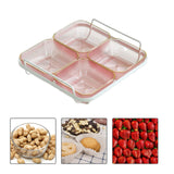 Maxbell Snack Serving Tray Multifunctional Condiment Container for Cakes Table Red 4 Grids