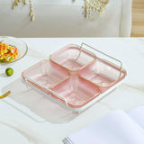 Maxbell Snack Serving Tray Multifunctional Condiment Container for Cakes Table Red 4 Grids