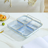 Maxbell Snack Serving Tray Multifunctional Condiment Container for Cakes Table Purple 4 Grids