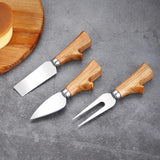 Maxbell 3 Pieces Cheese Knife Kit Wooden Handle for Bakery Kitchen Utensils Home Use