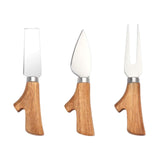 Maxbell 3 Pieces Cheese Knife Kit Wooden Handle for Bakery Kitchen Utensils Home Use