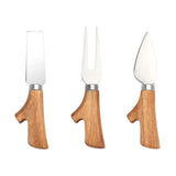 Maxbell 3 Pieces Cheese Knife Kit Wooden Handle for Bakery Kitchen Utensils Home Use