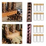 Maxbell Coffee Beans Storage Containers with Stand Party Decorations for Coffee Shop 6 Holes Walnut