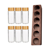 Maxbell Coffee Beans Storage Containers with Stand Party Decorations for Coffee Shop 6 Holes Walnut
