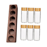 Maxbell Coffee Beans Storage Containers with Stand Party Decorations for Coffee Shop 6 Holes Walnut