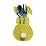 Maxbell 4x Easter Cutlery Bag Bunny Cutlery Holder Universal for Table Ornaments Yellow