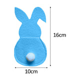 Maxbell 4x Easter Cutlery Bag Bunny Cutlery Holder Universal for Table Ornaments Blue