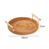Maxbell Handwoven Round Basket Serving Platter Multipurpose for Dining Room Sundries 24cm