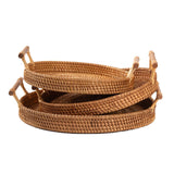 Maxbell Handwoven Round Basket Serving Platter Multipurpose for Dining Room Sundries 24cm