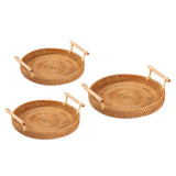 Maxbell Handwoven Round Basket Serving Platter Multipurpose for Dining Room Sundries 24cm