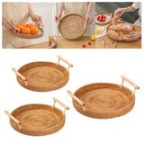 Maxbell Handwoven Round Basket Serving Platter Multipurpose for Dining Room Sundries 24cm
