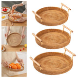 Maxbell Handwoven Round Basket Serving Platter Multipurpose for Dining Room Sundries 24cm