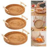 Maxbell Handwoven Round Basket Serving Platter Multipurpose for Dining Room Sundries 24cm