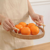 Maxbell Handwoven Round Basket Serving Platter Multipurpose for Dining Room Sundries 24cm
