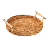 Maxbell Handwoven Round Basket Serving Platter Multipurpose for Dining Room Sundries 28cm