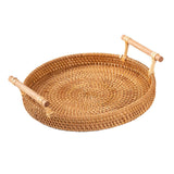 Maxbell Handwoven Round Basket Serving Platter Multipurpose for Dining Room Sundries 28cm