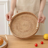 Maxbell Handwoven Round Basket Serving Platter Multipurpose for Dining Room Sundries 28cm