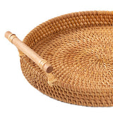 Maxbell Handwoven Round Basket Serving Platter Multipurpose for Dining Room Sundries 22cm