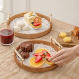 Maxbell Handwoven Round Basket Serving Platter Multipurpose for Dining Room Sundries 22cm