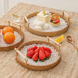 Maxbell Handwoven Round Basket Serving Platter Multipurpose for Dining Room Sundries 22cm